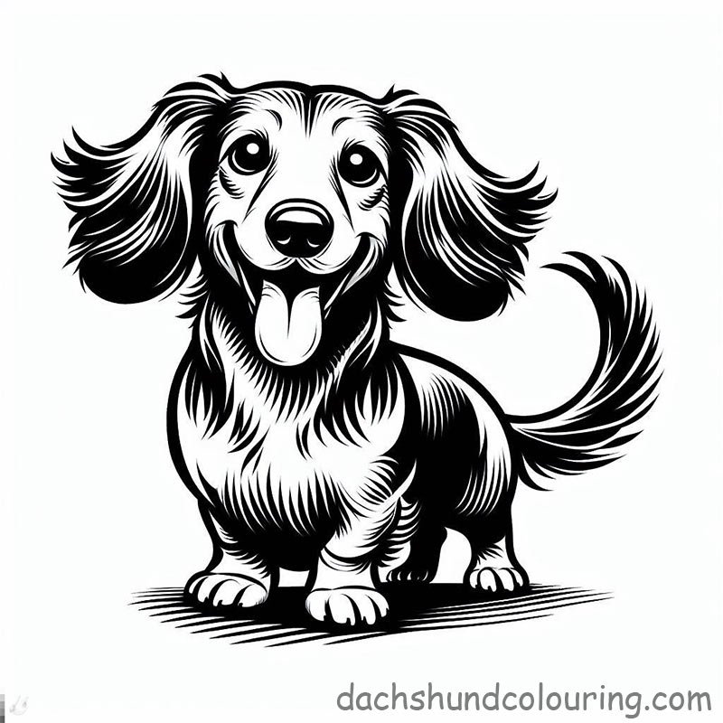 Long-Haired Dachshund Panting Coloring Page