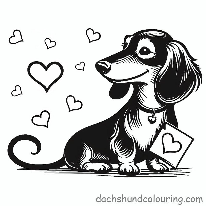 long haired sitting dachshund colouring-page