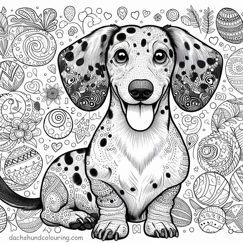 Spotted dachshund colouring mandala